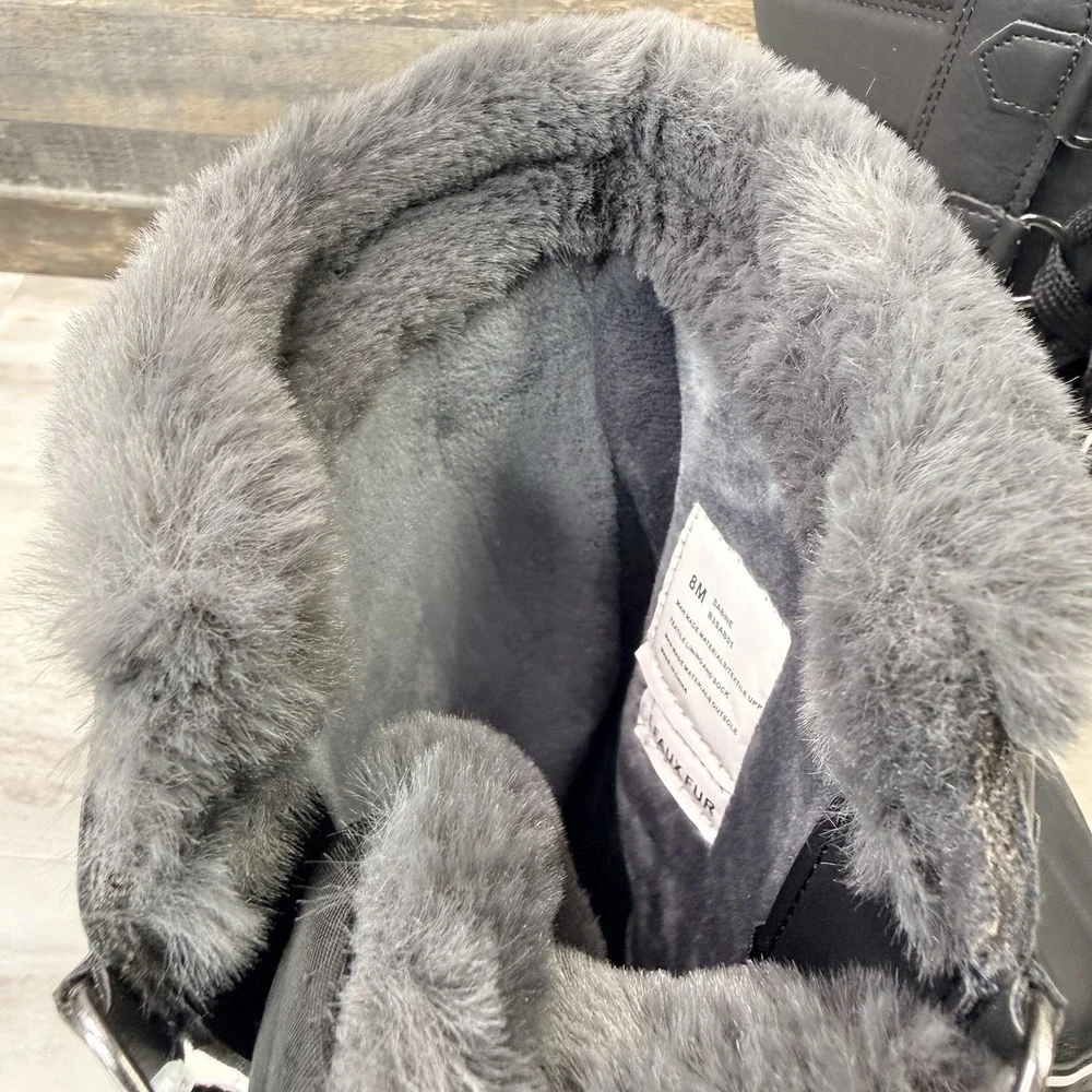 JBU Sabine Ladies' Water Resistant Winter Faux‎ Fur Snow Boot Black Size 8